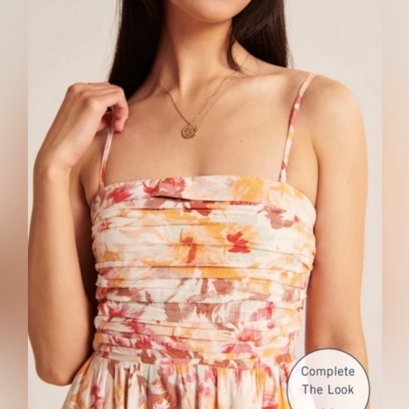 NWT ABERCROMBIE & FITCH Floral Poplin Convertible Strapless Midi Dress L - Picture 4 of 14